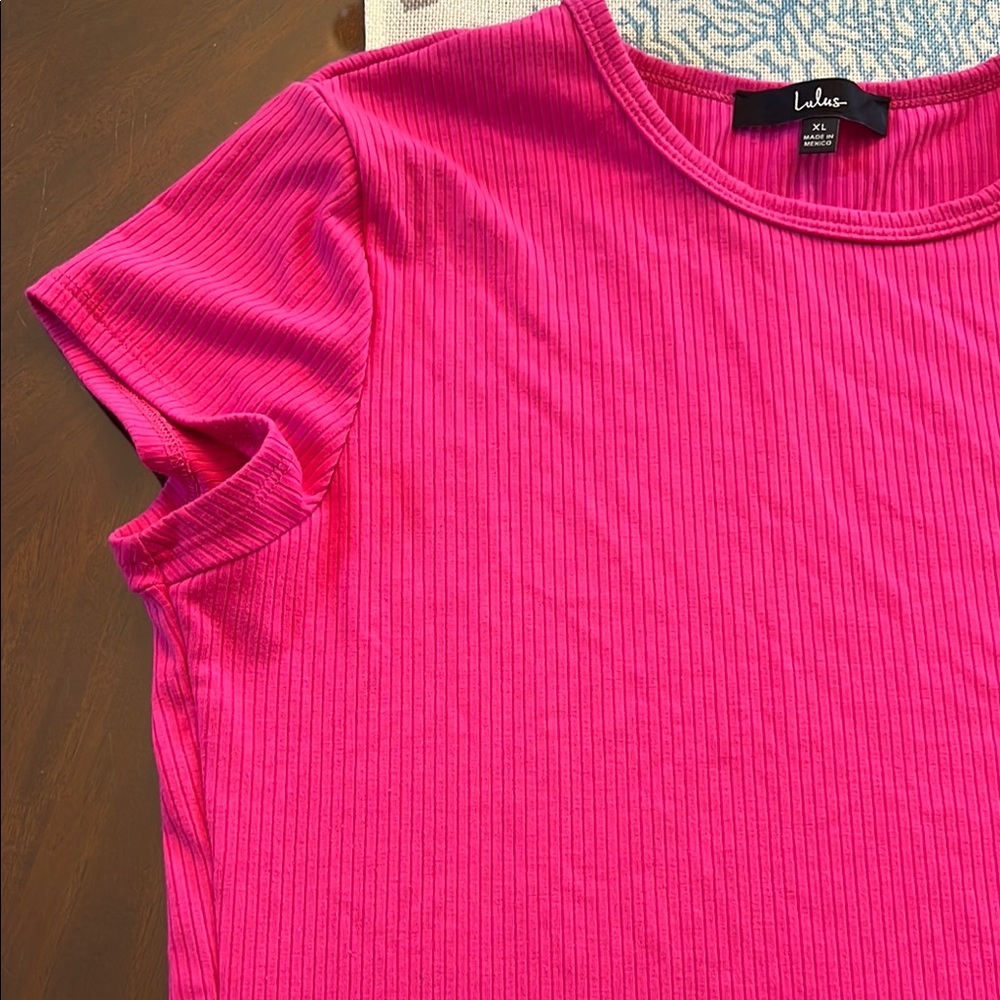 Lulu's Pink Ribbed Women's Top - Picture 3 of 4